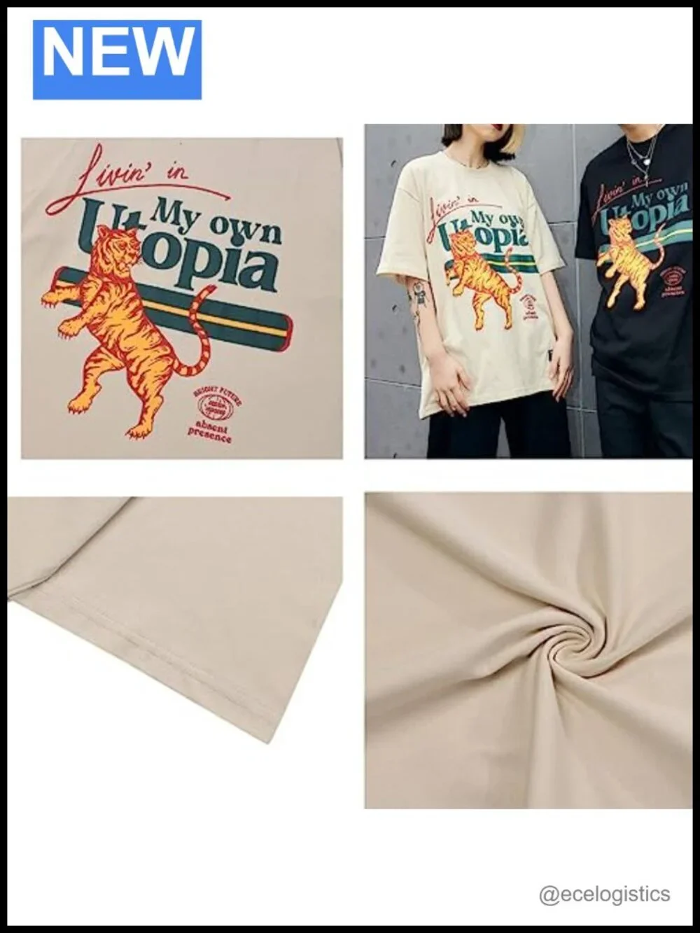 Oversized Tiger Graphic Tee Short Sleeve Crew Neck Cotton Streetwear
